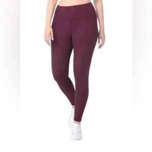Lukka Luz Women's Ribbed Leggings With Side Pocket Size XS Burgundy